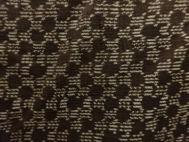 JAPANESE KIMONO / ANTIQUE KIMONO / SILK / DORO OSHIMA TSUMUGI / WOVEN ABSTRACT PATTERN